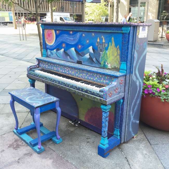 Awesome little pianos all over 16th Street in Denver! See more at joyfetti.com #JOYFETTI