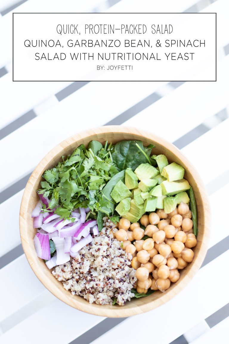 quick protien packed salad_quinoa garbanzo bean and spinach salad with